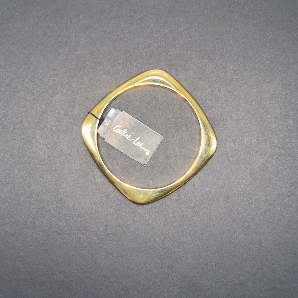 Vintage Cookie Lee 14K Gold Plated Geometric Square Bangle Bracelet NWT